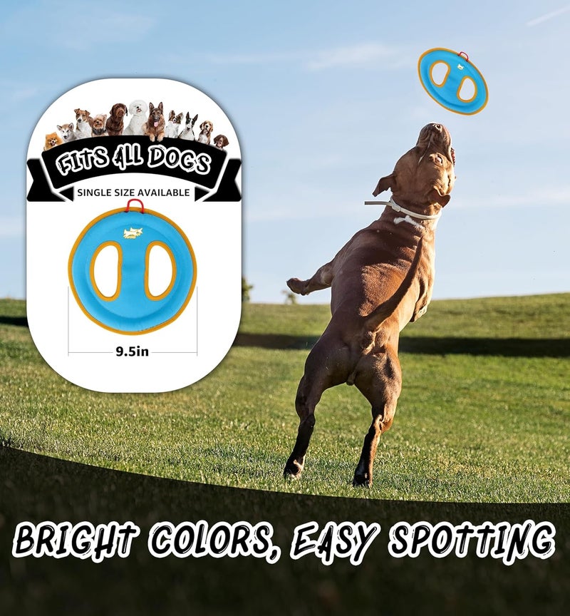 IPTPAS Dog Flying Disc Dog Flyer Toy for Fetch, Durable Nylon 9.5" Diameter with Soft and Thick Edges, Gentle on Teeth & Gums, Lightweight & Water Floating, Outdoor Play for All Breeds (C-Blue/Orange) - Image 3